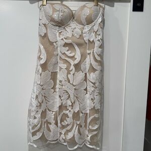 Fashion Nova Cream Strapless Dress